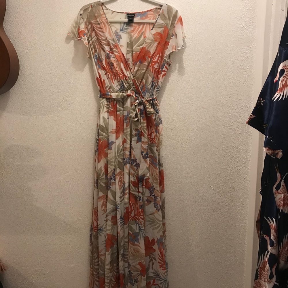 Tropical floral floor length dress